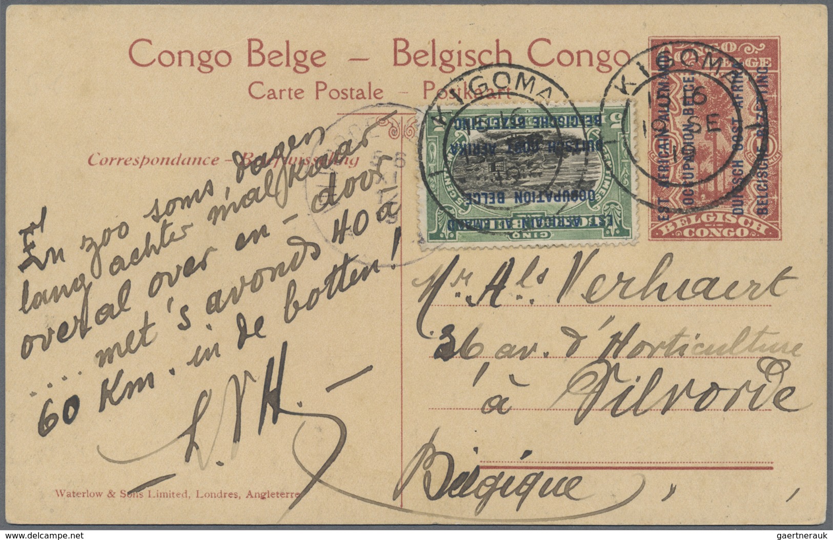 Br/GA Ruanda-Urundi - Belgische Besetzung Deutsch-Ostafrika: 1918/1919, two Overprint postal stationery pi