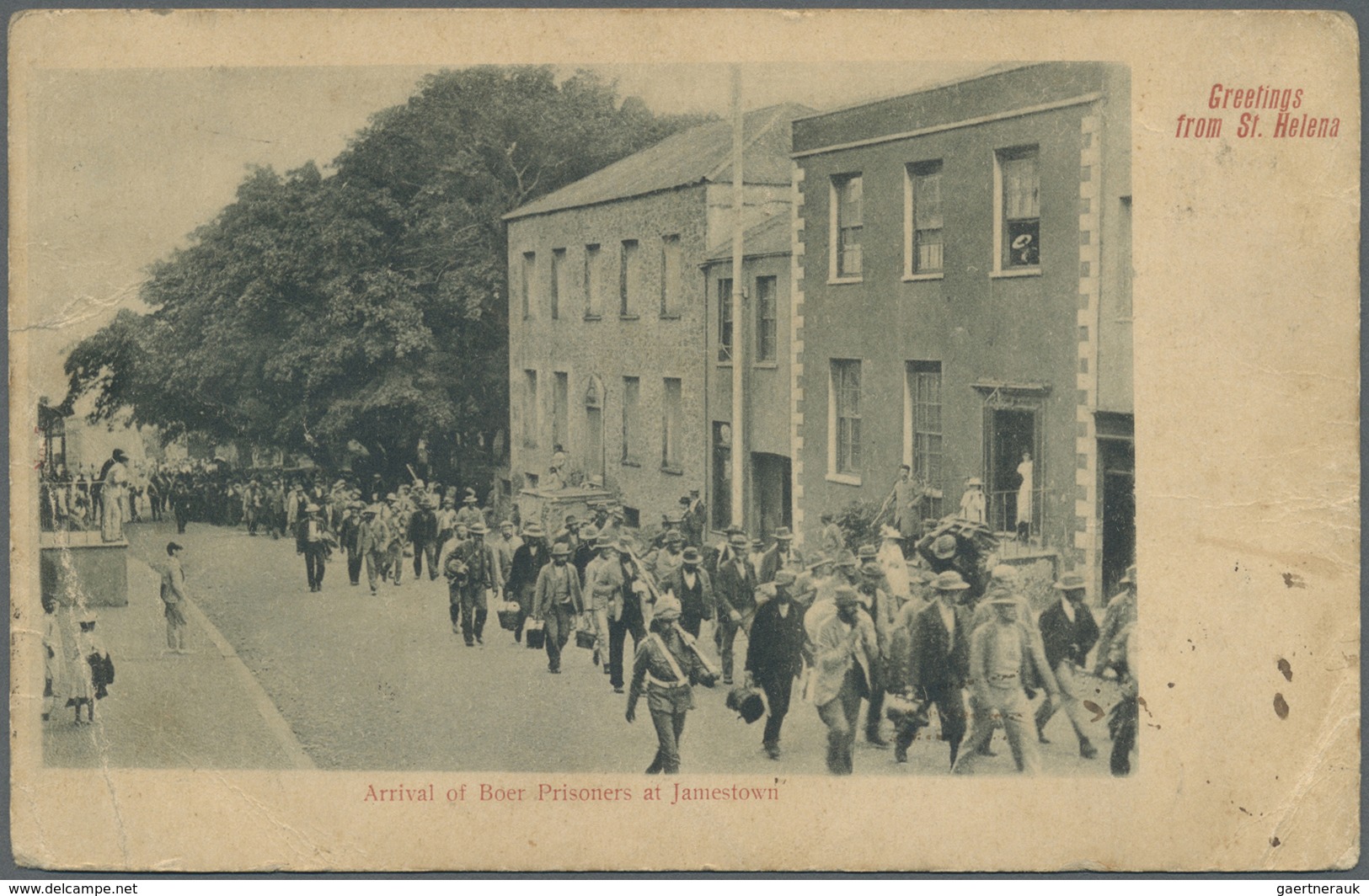 Br St. Helena: 1901. Picture Post Card ‘Arrival Of Boer Prisoners At Jamestown’ Addressed To France Bea - Sainte-Hélène