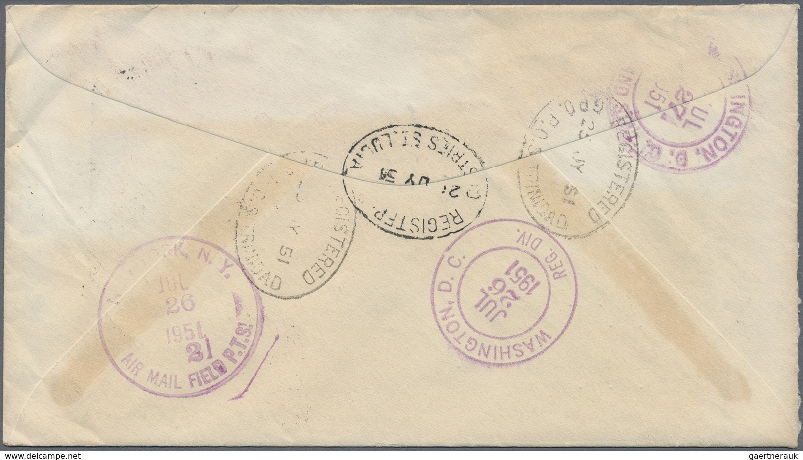 Br/ St. Lucia: 1904/1951, Small Lot Of Three With Picture Card Of CASTRIES And Two Registered Letter Fro - Ste Lucie (...-1978)