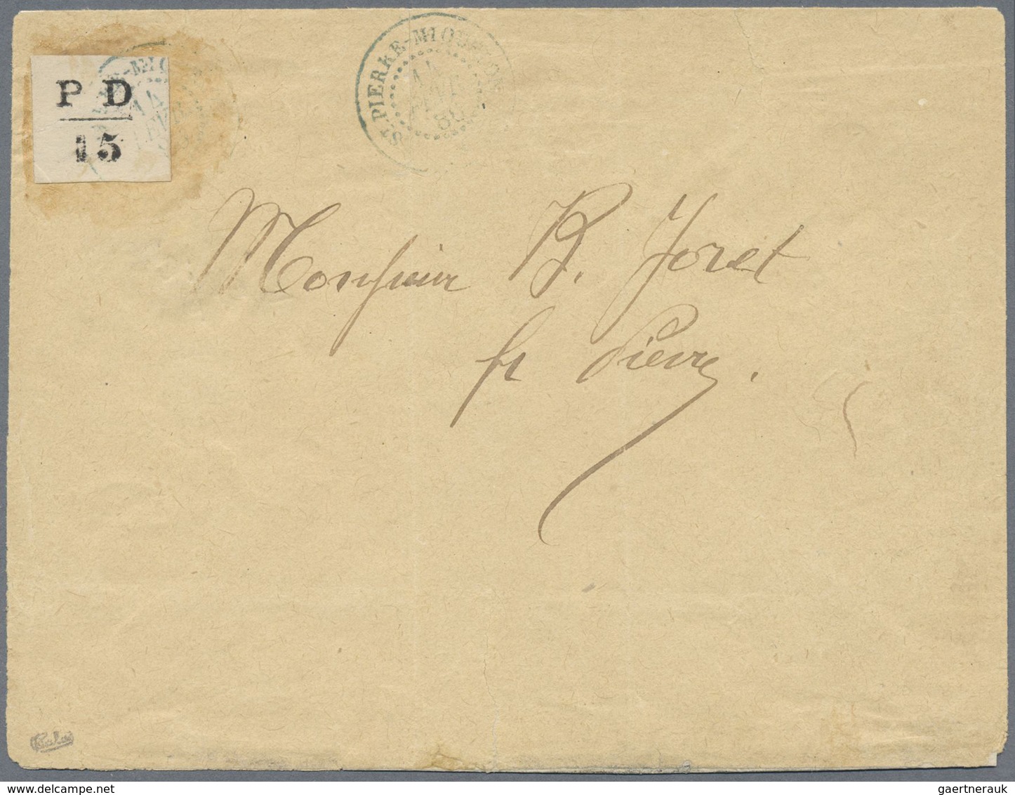 Br St. Pierre Und Miquelon: 1886, 15c Black Provisional Stamp „PD / 15” (PD = Payé A Destination) Used - Other & Unclassified