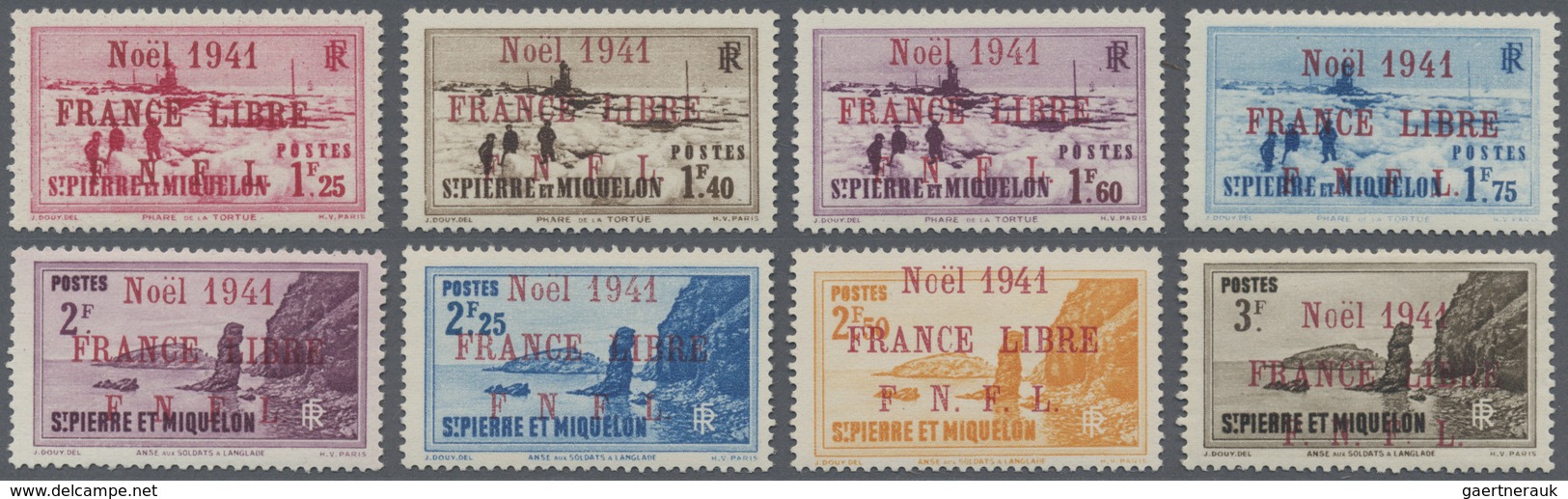 * St. Pierre Und Miquelon: 1941. Complete Set (18 Values) Overprinted In Carmine "Noel 1941 / FRANCE L - Autres & Non Classés