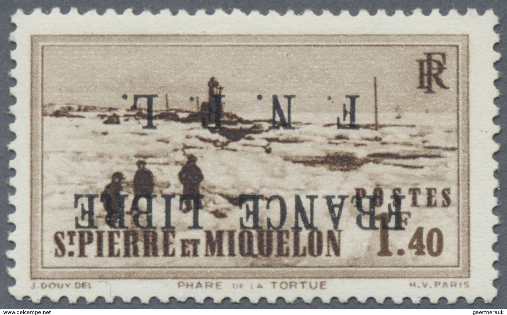 * St. Pierre Und Miquelon: 1941, France Libre Overprints, 1.40fr. Brown With Inverted Surcharge, Mint - Other & Unclassified
