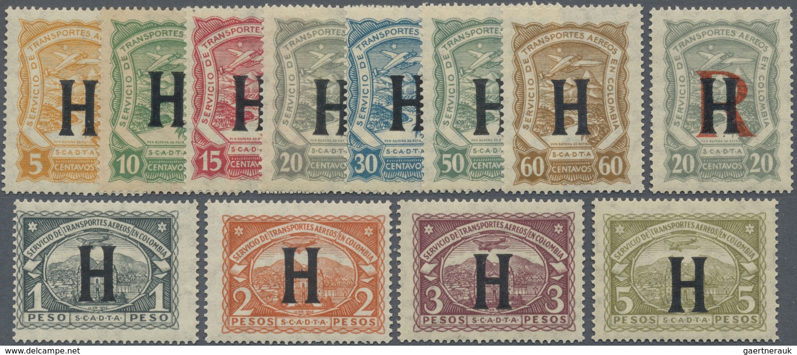 * SCADTA - Länder-Aufdrucke: 1923, NETHERLANDS: Colombia Airmail Issue With Black Opt. 'H' Complete Se - Vliegtuigen