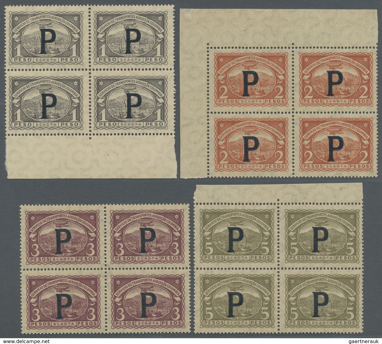 * SCADTA - Länder-Aufdrucke: 1923, PANAMA: Colombia Airmail Issue With Black Opt. 'P' Part Set Of 11 W - Vliegtuigen