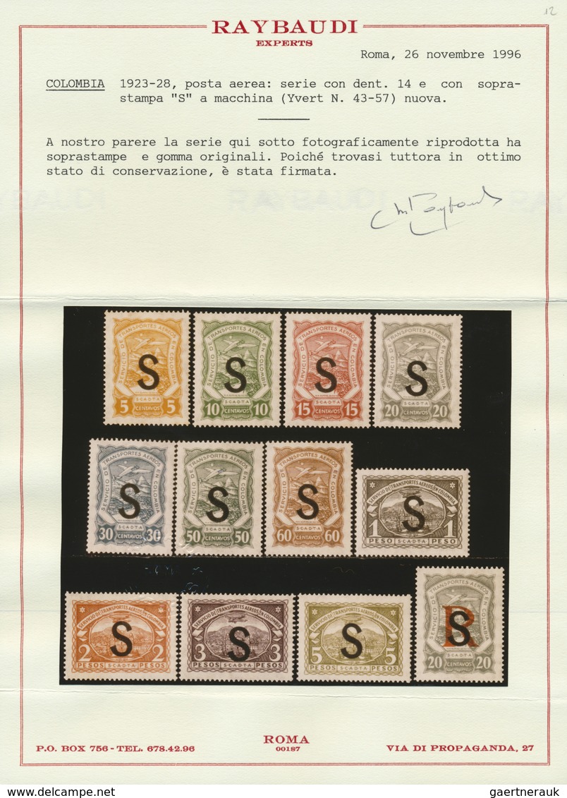 * SCADTA - Länder-Aufdrucke: 1923, SWITZERLAND: Colombia Airmail Issue With Black Opt. 'S' Complete Se - Avions