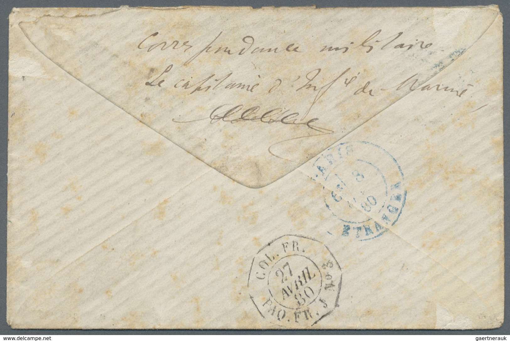 Br Senegal: 1880. Envelope (small Stains) Addressed To France Bearing French General Colonies 'Type Sag - Senegal (1960-...)