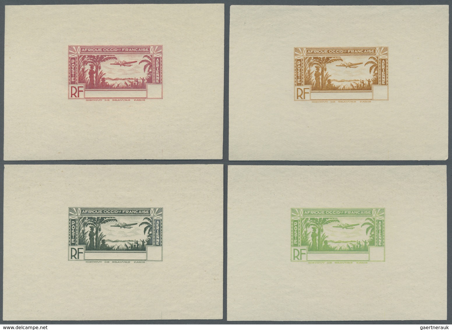 (*) Senegal: 1940, Airmails, Design "Plane And Landscape", Group Of Eight Single Die Proofs In Different - Senegal (1960-...)
