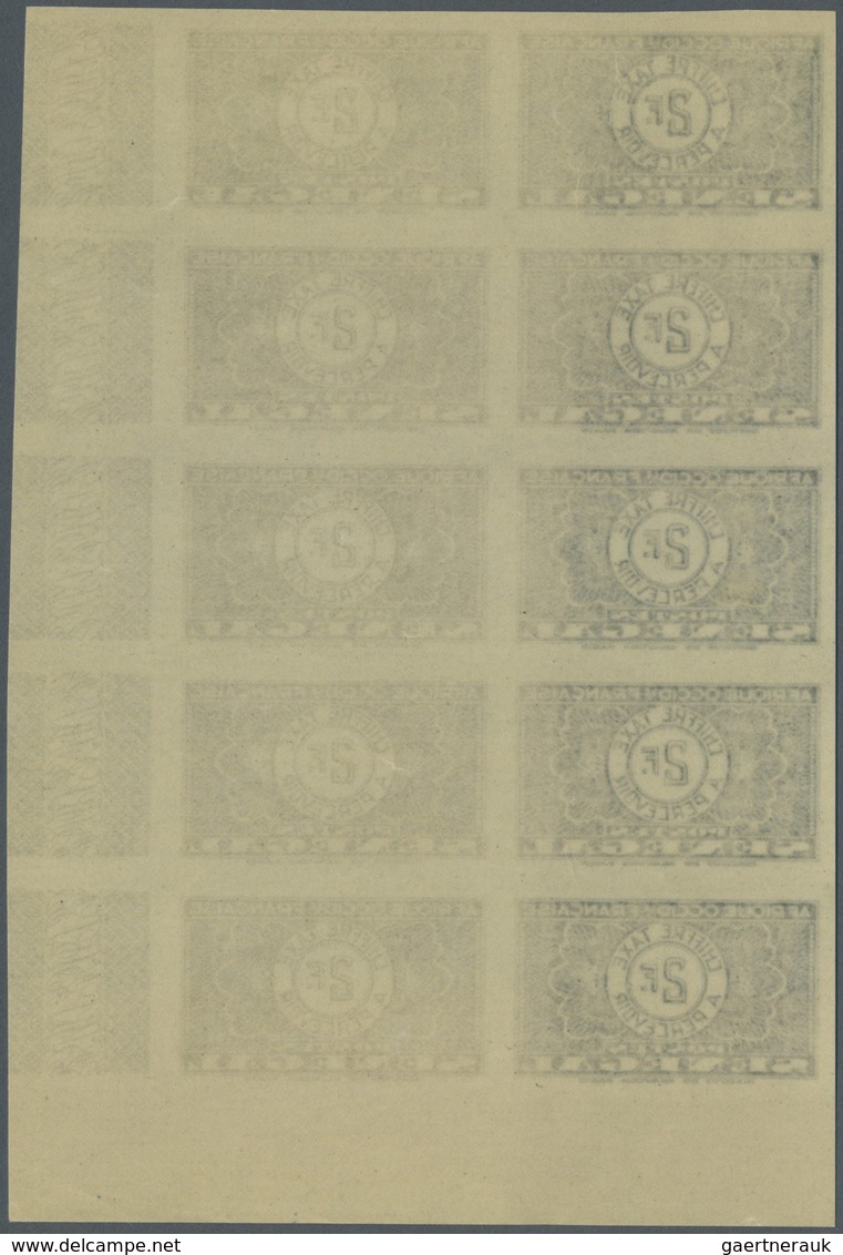 **/* Senegal - Portomarken: 1935, "Guilloche" issue IMPERFORATE, 5c. to 3fr., set of eight values (excl.