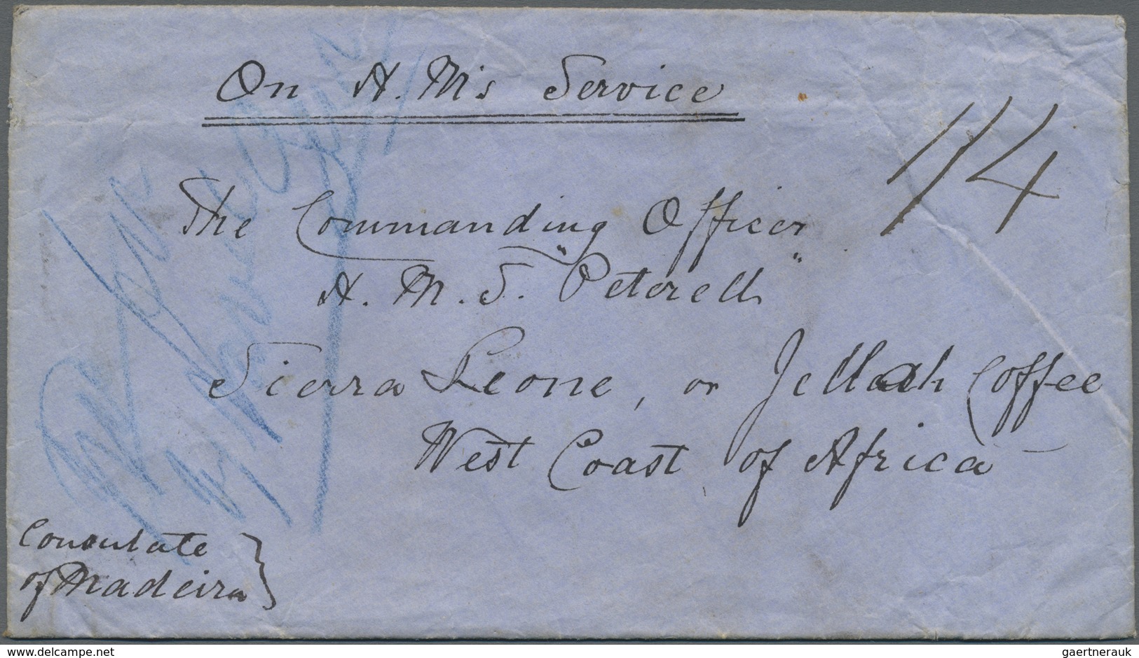 Br Sierra Leone: 1869. Stampless Official Mail Envelope (creases) Written From Madeira Endorsed ‘Consul - Sierra Leone (1961-...)