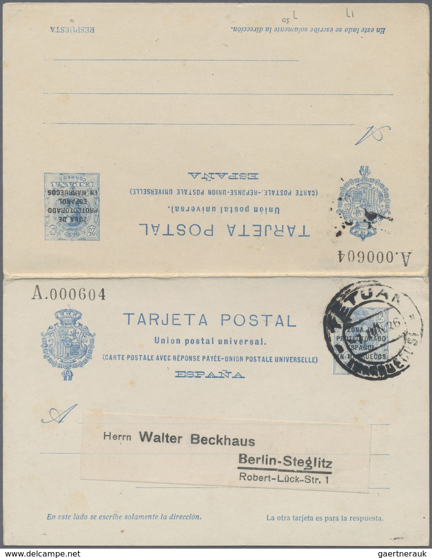 GA Spanisch-Marokko: 1926. Reply Card 25c Alfons XIII "Zona De Protectorado Espanol En Marruecos". Used - Spaans-Marokko