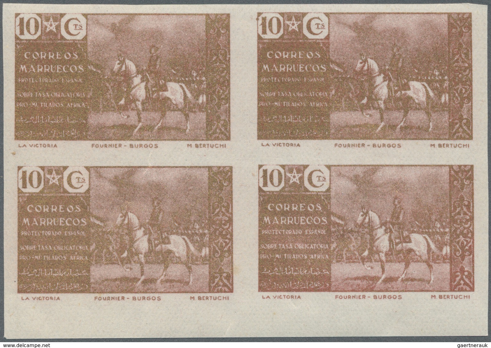 ** Spanisch-Marokko - Zwangszuschlagsmarken: 1941: Imperforated Proof In Different Color Of Beneficary - Spaans-Marokko