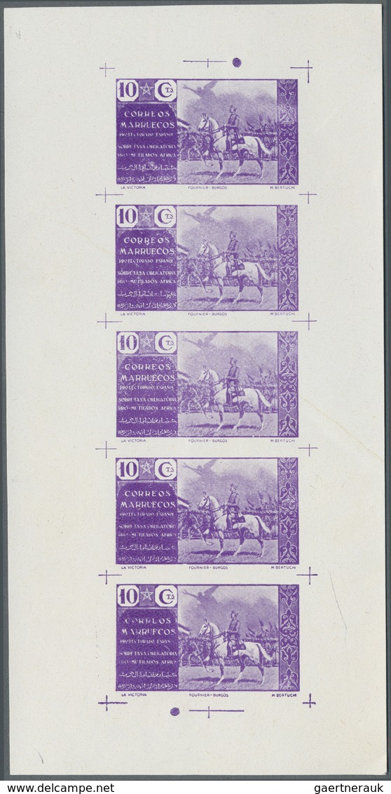 ** Spanisch-Marokko - Zwangszuschlagsmarken: 1941: Imperforated Proof In Different Color Of Beneficary - Maroc Espagnol