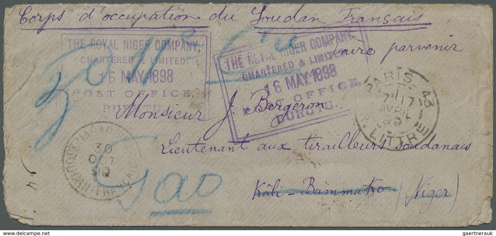 Br Sudan: 1898. Stampless Envelope Endorsed 'Corps D'Occupation Du Sudan Francais' Addressed To 'Monsie - Sudan (1954-...)