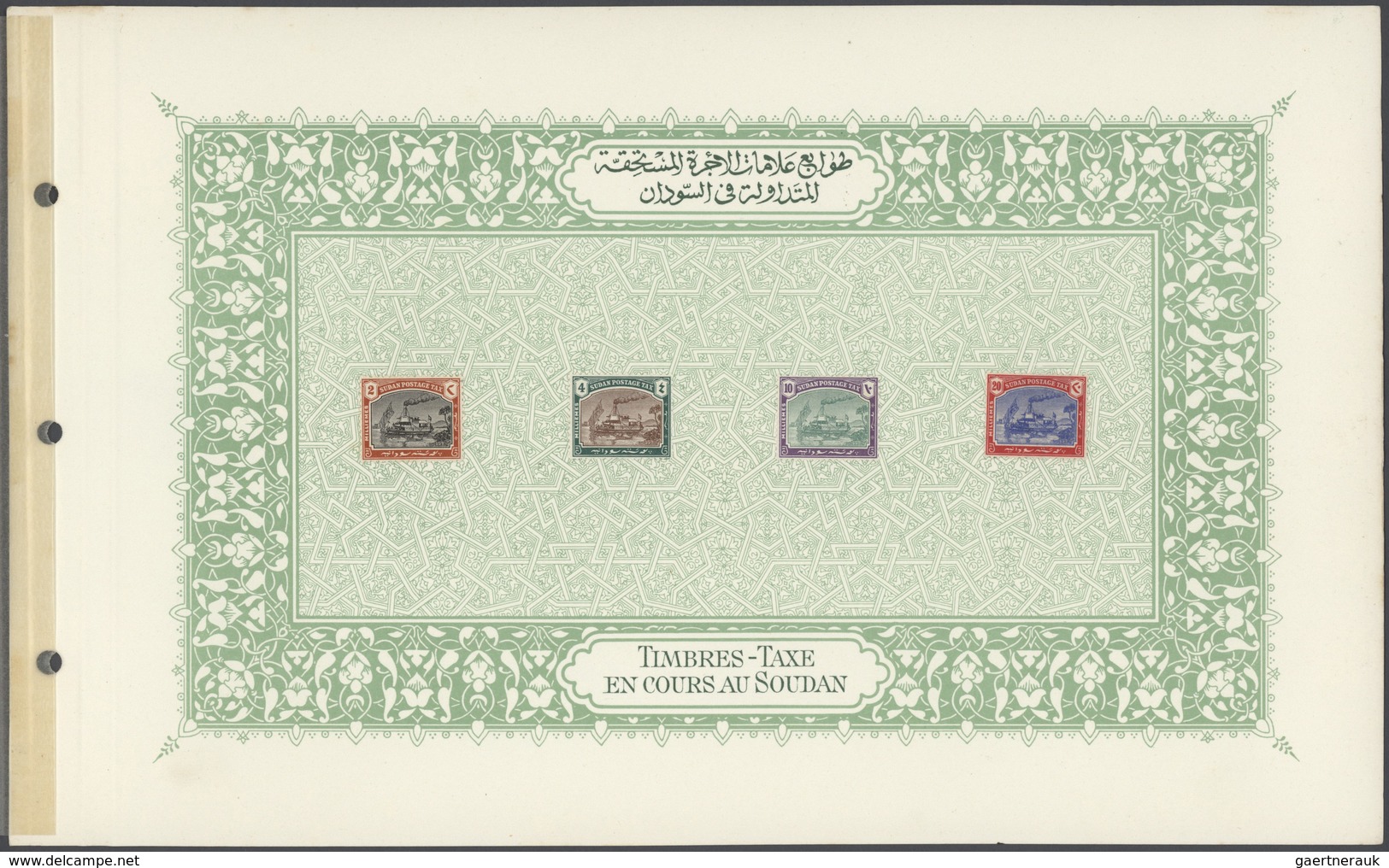 (*) Sudan: 1902/1930 (ca.), Four Printed Pages From Special Presentation Book (probably From UPU Congres - Sudan (1954-...)