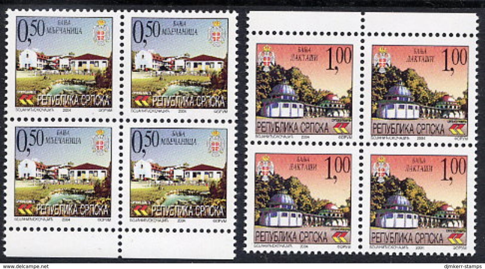 BOSNIAN SERB REPUBLIC 2004 Definitive Spas Blocks Of 4 MNH / **.  Michel 321-22 - Bosnie-Herzegovine