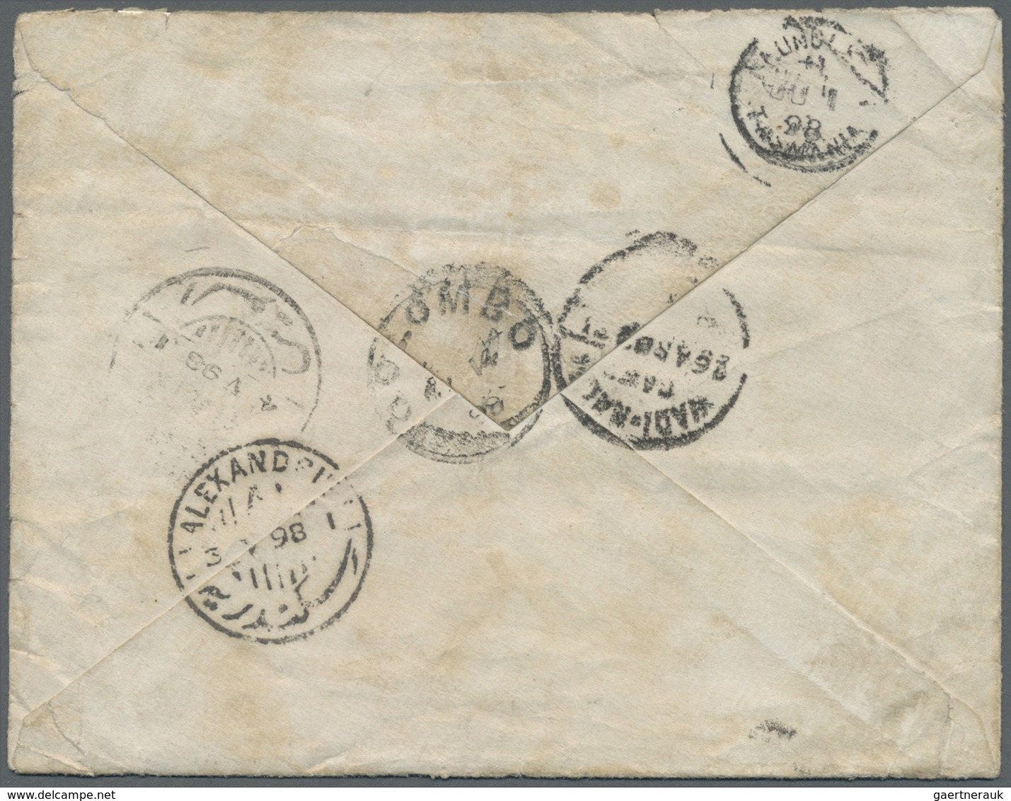 GA Sudan - Ganzsachen: 1898, Envelope 10 M. Uprated 2 M. (2), 3 M. (2, Creased), 5 M. Tied Indistinct P - Soudan (1954-...)