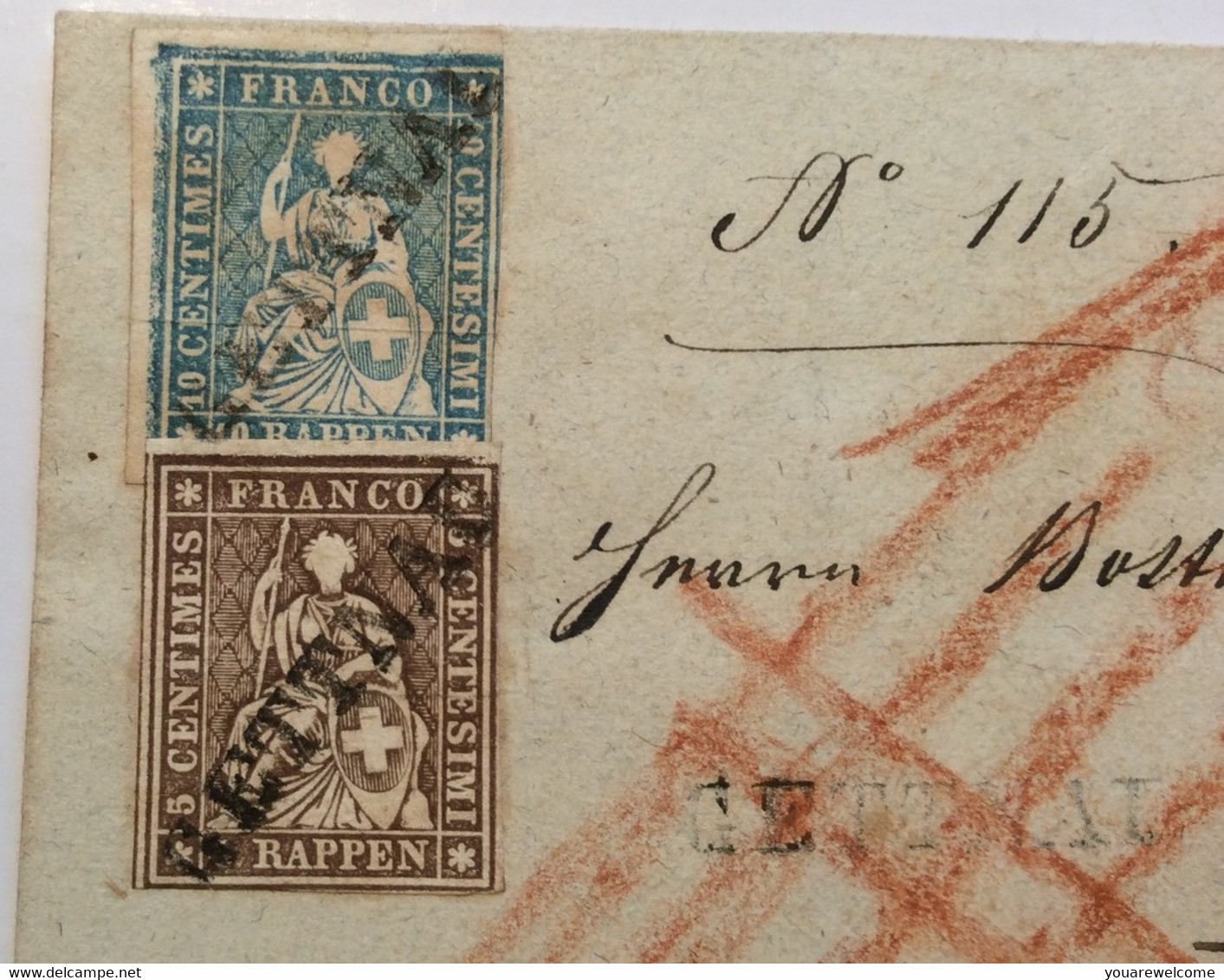 GETTNAU (LU LUZERN) 1861 CHARGE Brief RR ! Mit Strubel  (Schweiz Suisse Cover Lettre - Covers & Documents