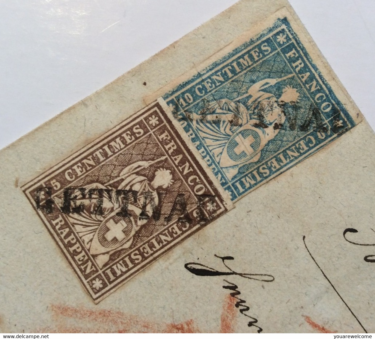 GETTNAU (LU LUZERN) 1861 CHARGE Brief RR ! Mit Strubel  (Schweiz Suisse Cover Lettre - Lettres & Documents