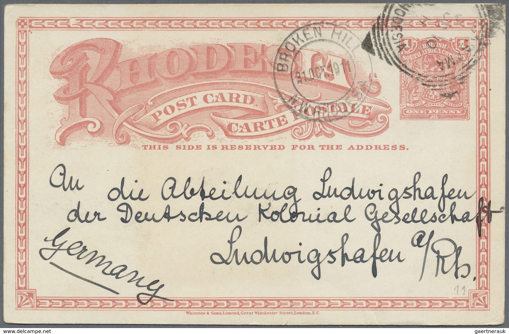 GA Süd-Rhodesien: 1911: "DEUTSCHE MOTORBOOT EXPEDITION" Durch Afrika. Ganzsachenkarte Der British South - Rhodésie Du Sud (...-1964)