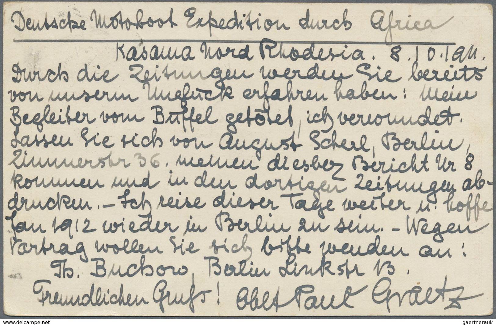 GA Süd-Rhodesien: 1911: "DEUTSCHE MOTORBOOT EXPEDITION" Durch Afrika. Ganzsachenkarte Der British South - Zuid-Rhodesië (...-1964)