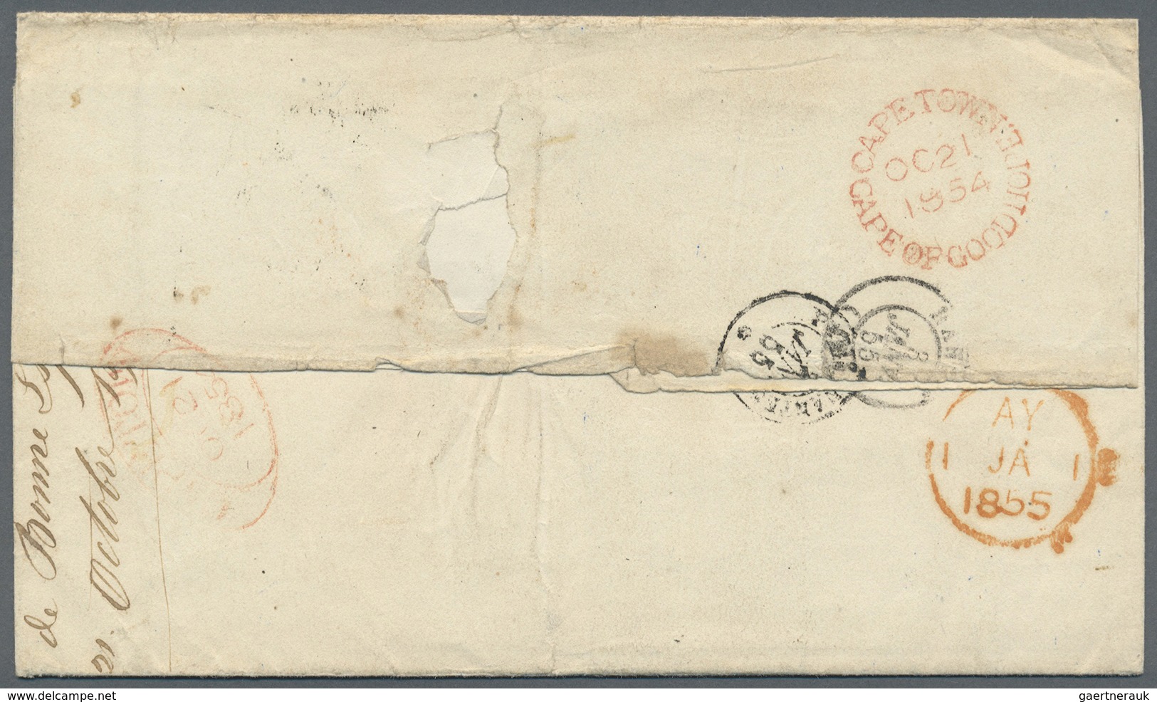 Br Kap Der Guten Hoffnung: 1854. Stampless 'Returned Letter' Envelope Written From The 'General Post Of - Cap De Bonne Espérance (1853-1904)