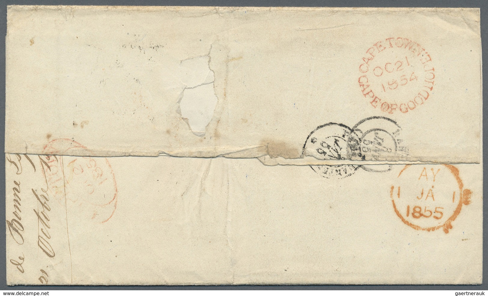 Br Kap Der Guten Hoffnung: 1854. Stampless 'Returned Letter' Envelope Written From The 'General Post Of - Kaap De Goede Hoop (1853-1904)