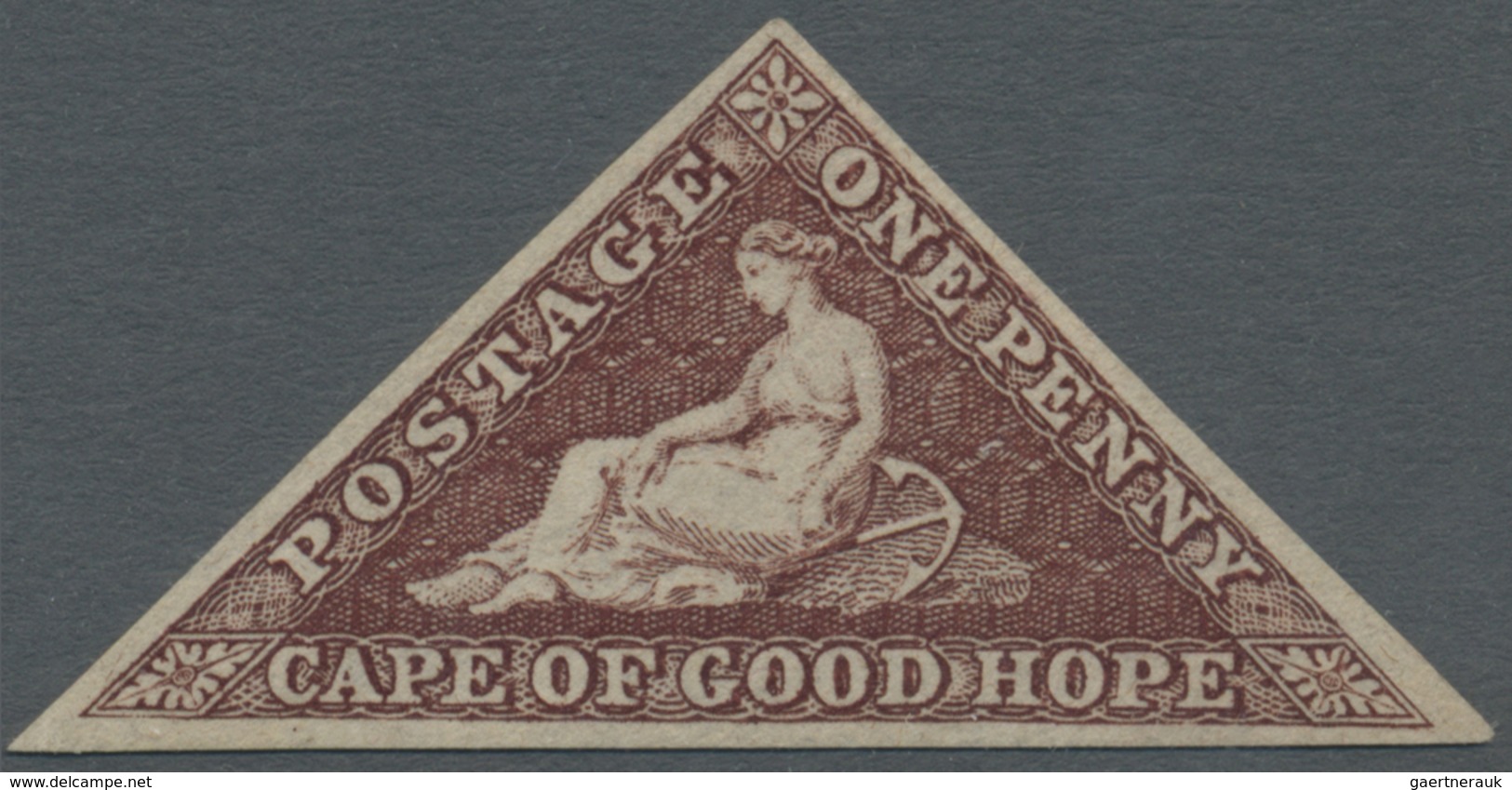 (*) Kap Der Guten Hoffnung: 1863, Hope Imperforate Triangular 1d. Deep Brown-red With Good To Wide Margi - Kaap De Goede Hoop (1853-1904)