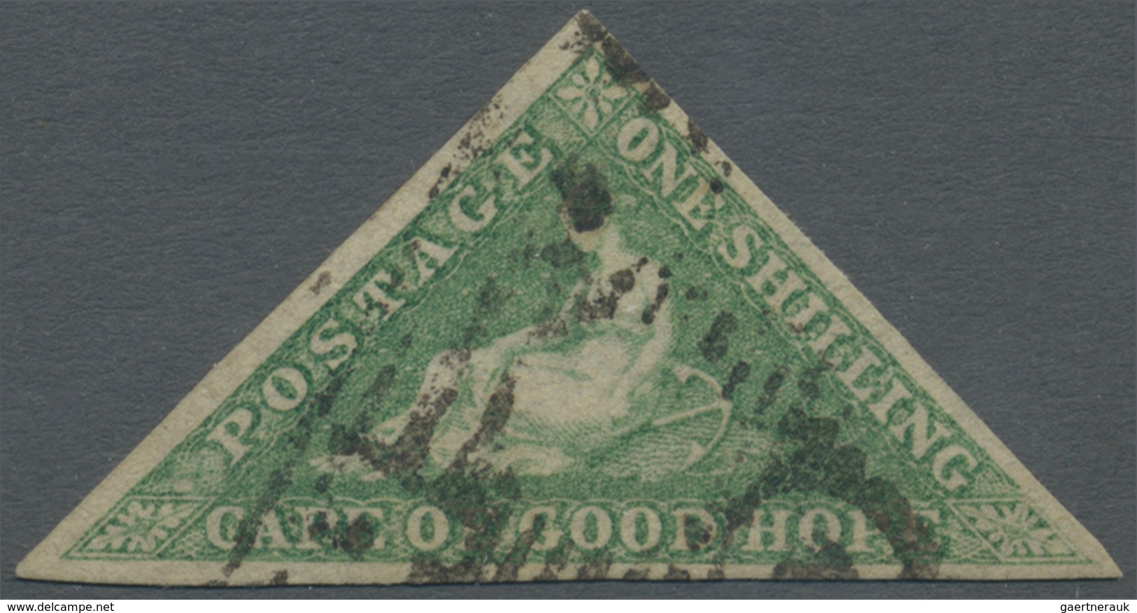 O Kap Der Guten Hoffnung: 1863, Hope Imperforate Triangular 1s. Bright Emerald-green With Wide Margins - Kaap De Goede Hoop (1853-1904)