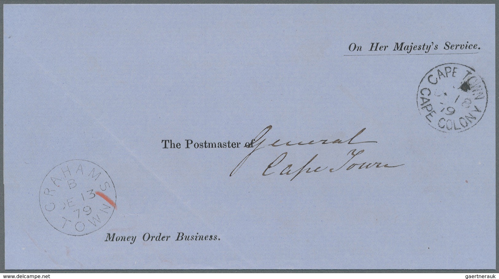 Br Kap Der Guten Hoffnung: 1878/1879, Two Stampless OHMS 'Money Order Business' Wrappers Commercially U - Cap De Bonne Espérance (1853-1904)