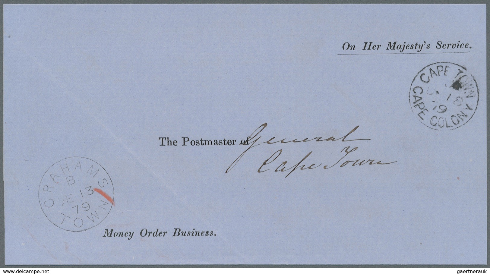 Br Kap Der Guten Hoffnung: 1878/1879, Two Stampless OHMS 'Money Order Business' Wrappers Commercially U - Kaap De Goede Hoop (1853-1904)