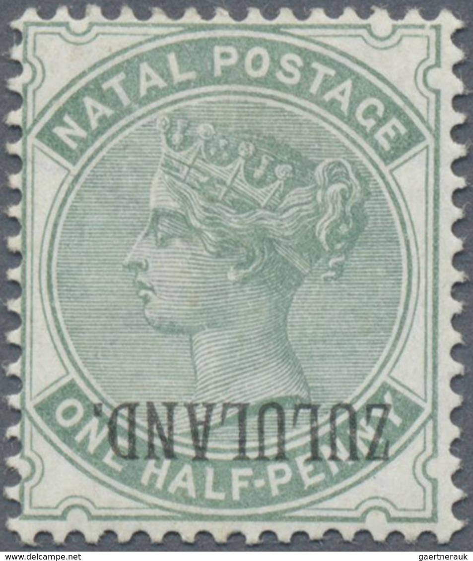 * Zululand: 1888. Natal 1/2d Green With Upside-down Overprint "ZULULAND". Mint Hinged, Signed Thier. - Zululand (1888-1902)