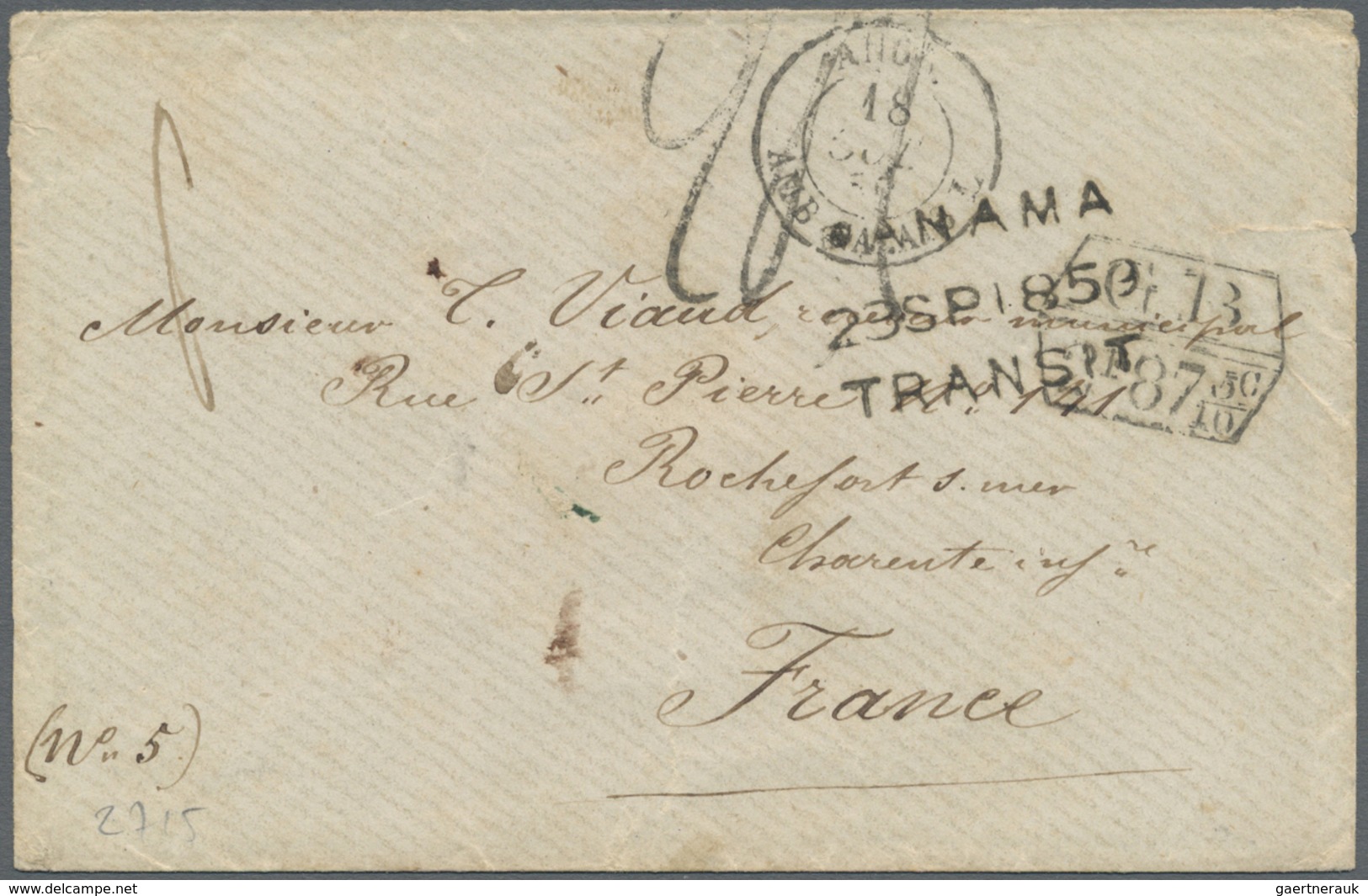 Br Tahiti: 1859. Envelope (small Tears, Stains) To France From The 'Viaud' Correspondence (No 5) With O - Tahiti