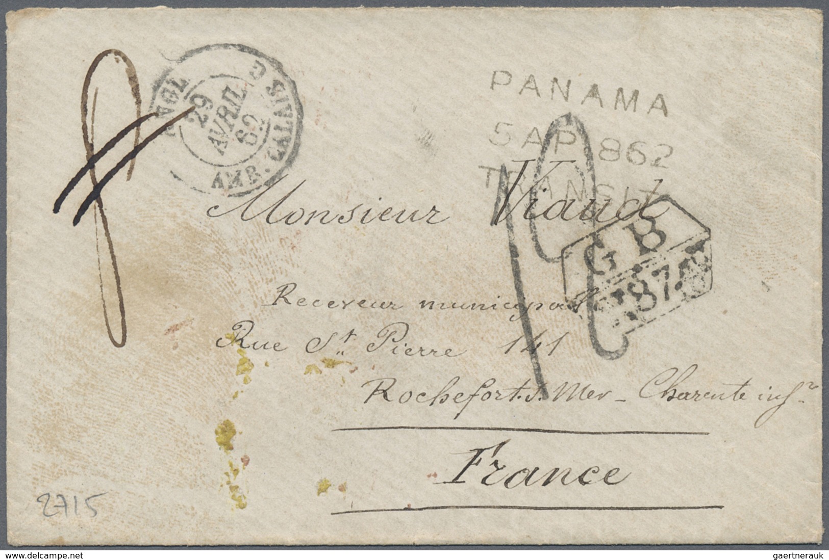 Br Tahiti: 1862. Envelope To France From The 'Viaud' Correspondence With Octagonal Anglo-French Account - Tahiti