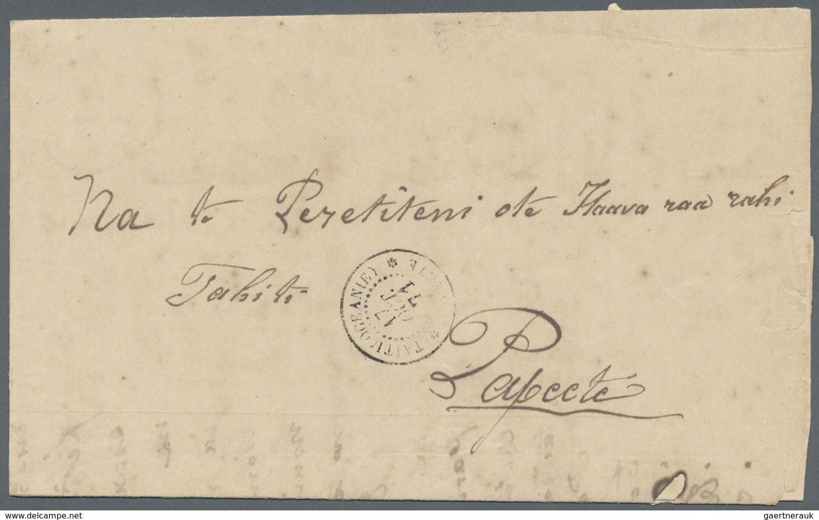 Br Tahiti: 1871. Stampless Wrapper Written From Vairao, Tahiti Iti Dated '16th October 1871' Headed '(G - Tahiti