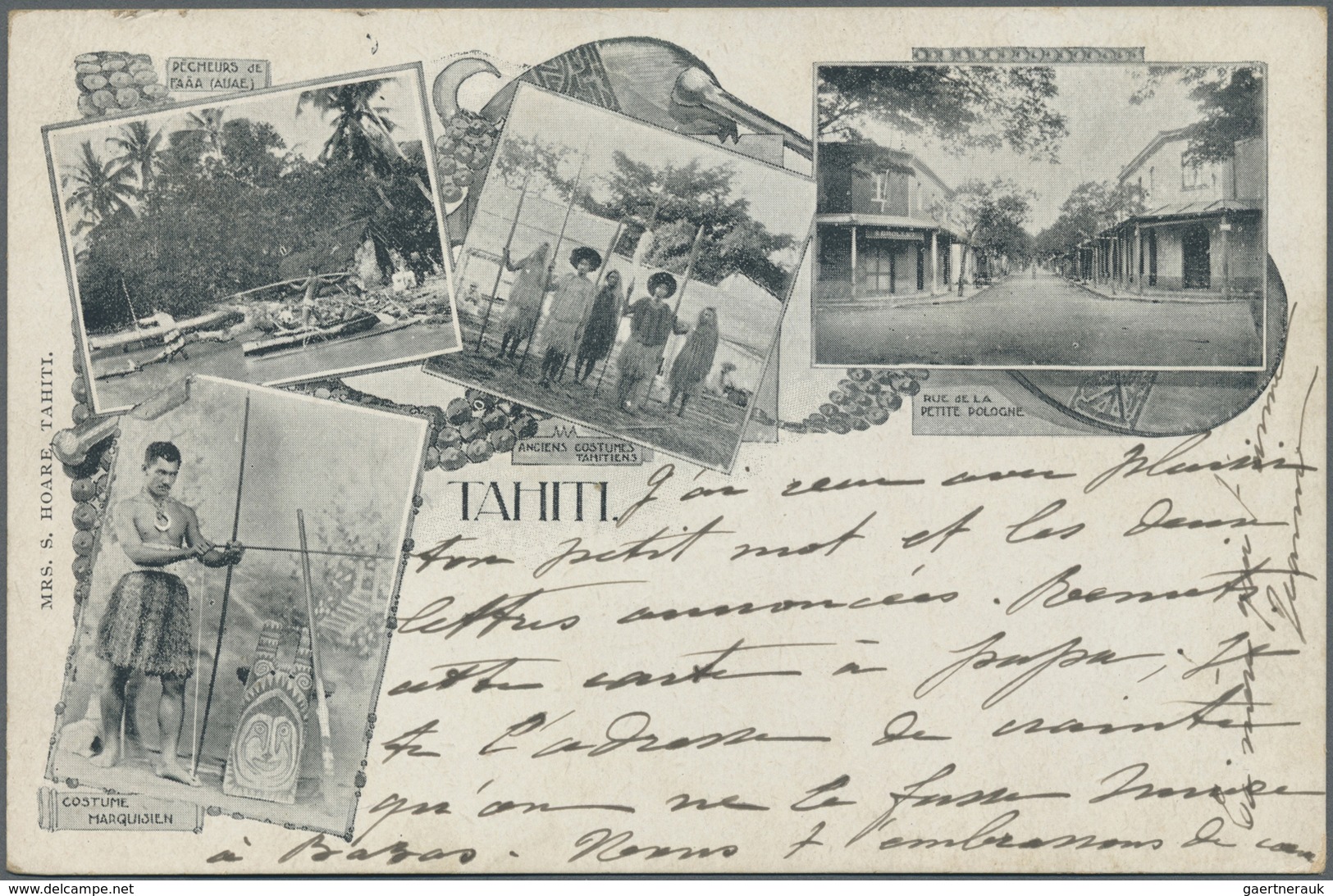 Br Tahiti: 1902. Multiscene Picture Post Card Of Addressed To France. Fine Card. - Tahiti