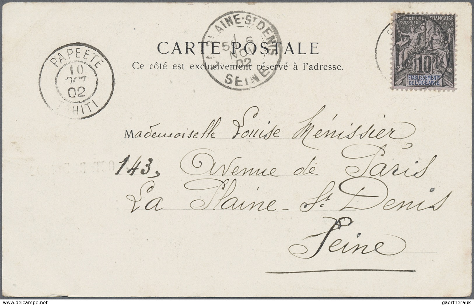 Br Tahiti: 1902. Multiscene Picture Post Card Of 'King And Queen And Royal Palace' Addressed To France - Tahiti