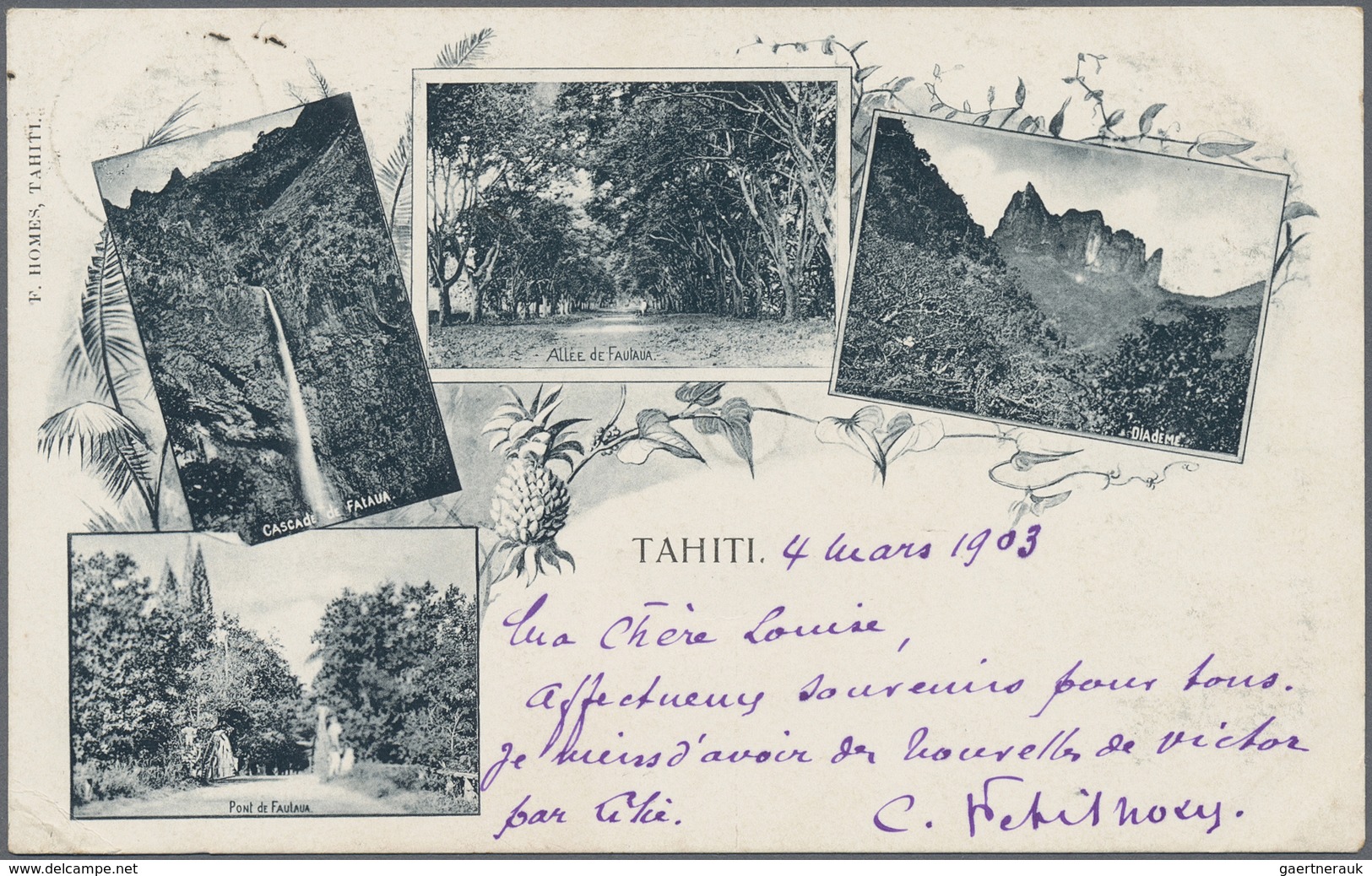 Br Tahiti: 1903. Multiscene Picture Post Card Addressed To France Bearing Oceanie Yvert 5, 10c Black/li - Tahiti