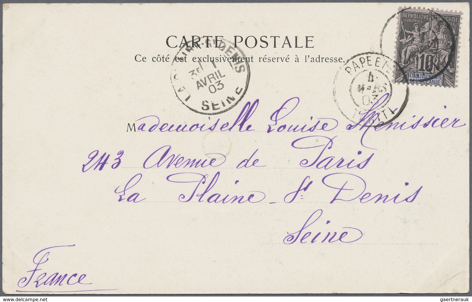 Br Tahiti: 1903. Multiscene Picture Post Card Addressed To France Bearing Oceanie Yvert 5, 10c Black/li - Tahiti