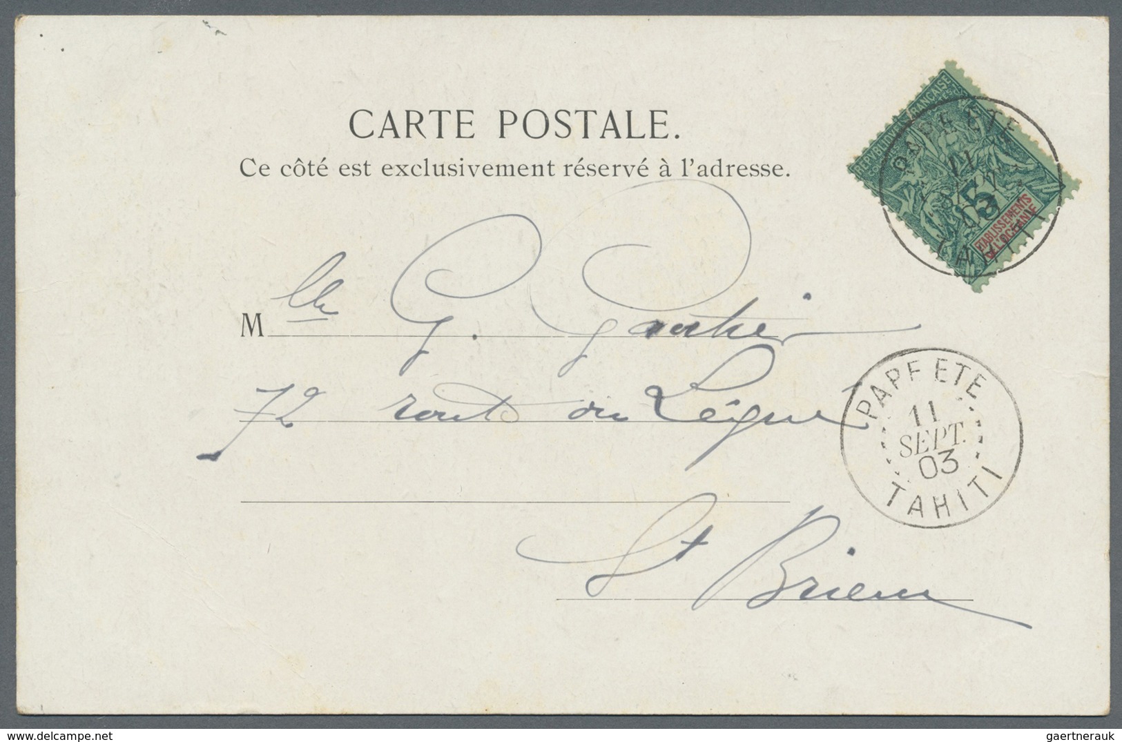 Tahiti: 1903. Multi Scene Picture Post Card Addressed To France Bearing Oceanie Yvert 4, 5c Green Ti - Tahiti