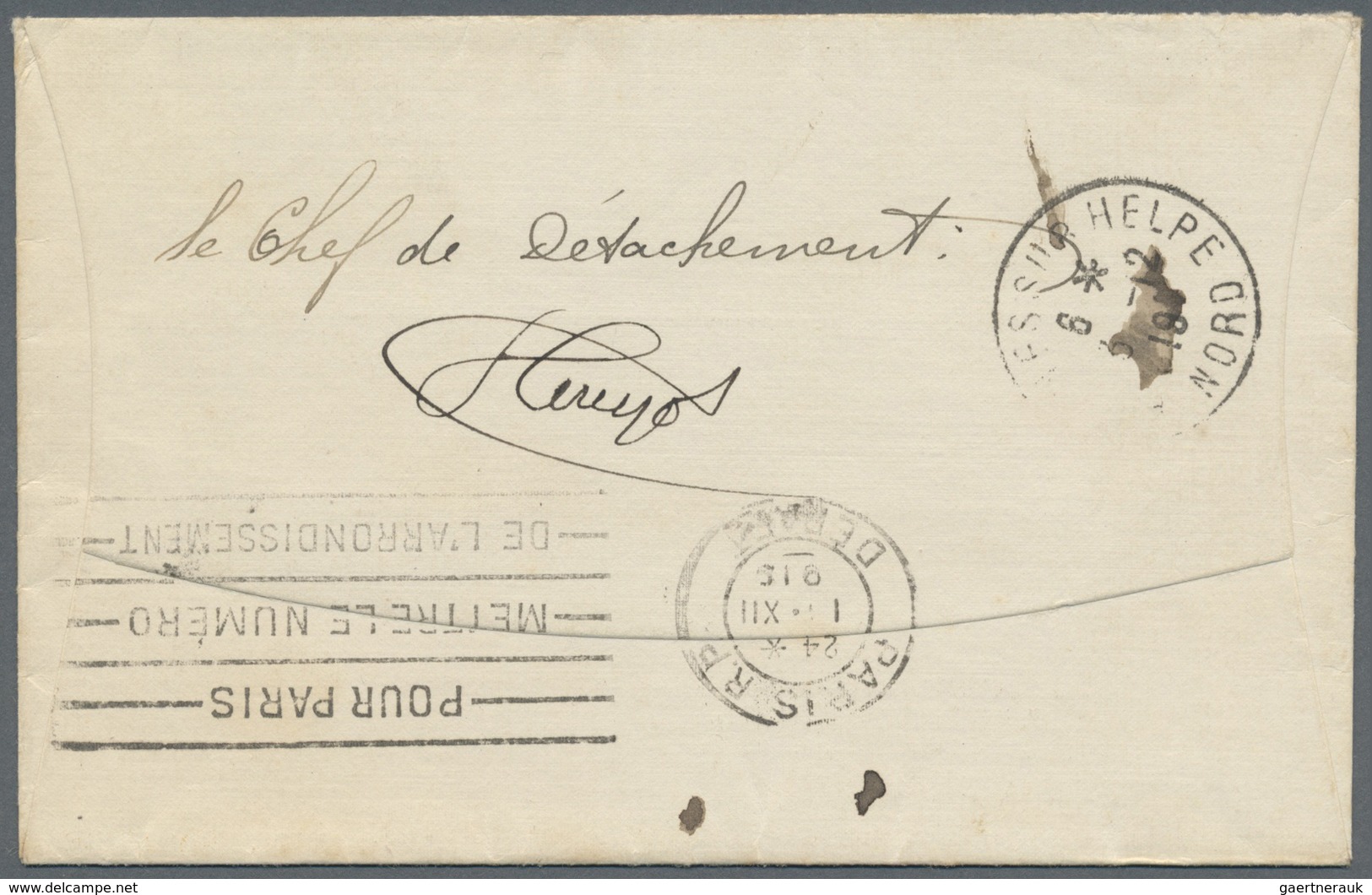 Br Tahiti: 1919. Military Mail Envelope Written From Papeete Endorsed 'Envoi De L'Ajudant Chef Deu A Bo - Tahiti