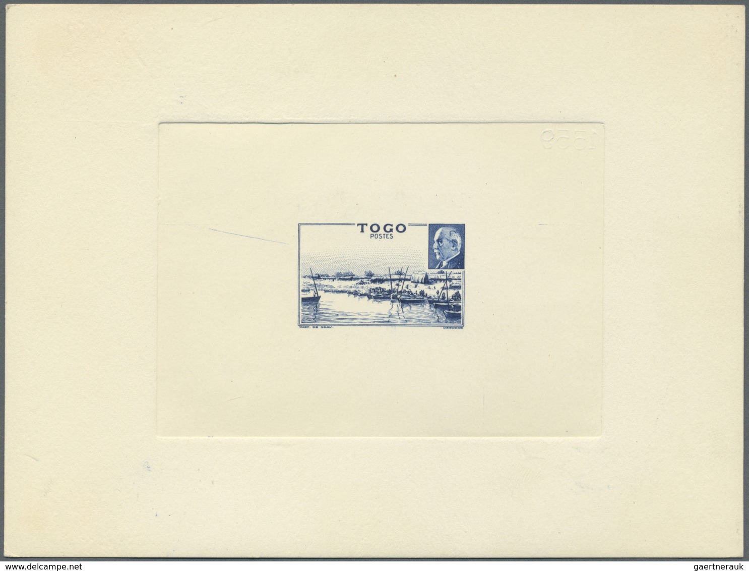 (*) Togo: 1941, Petain/Harbour, Epreuve In Ultramarine Without Value. Maury Refers To 153/54 - Togo (1960-...)