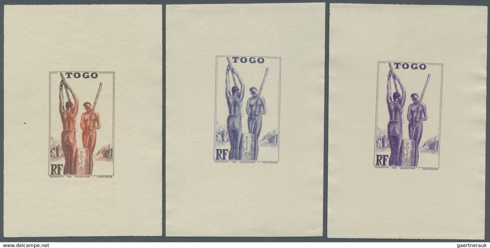 (*) Togo: 1942/1944, Definitives "Views Of Togo", Design "Togolese At Millet Processing", Group Of Seven - Togo (1960-...)