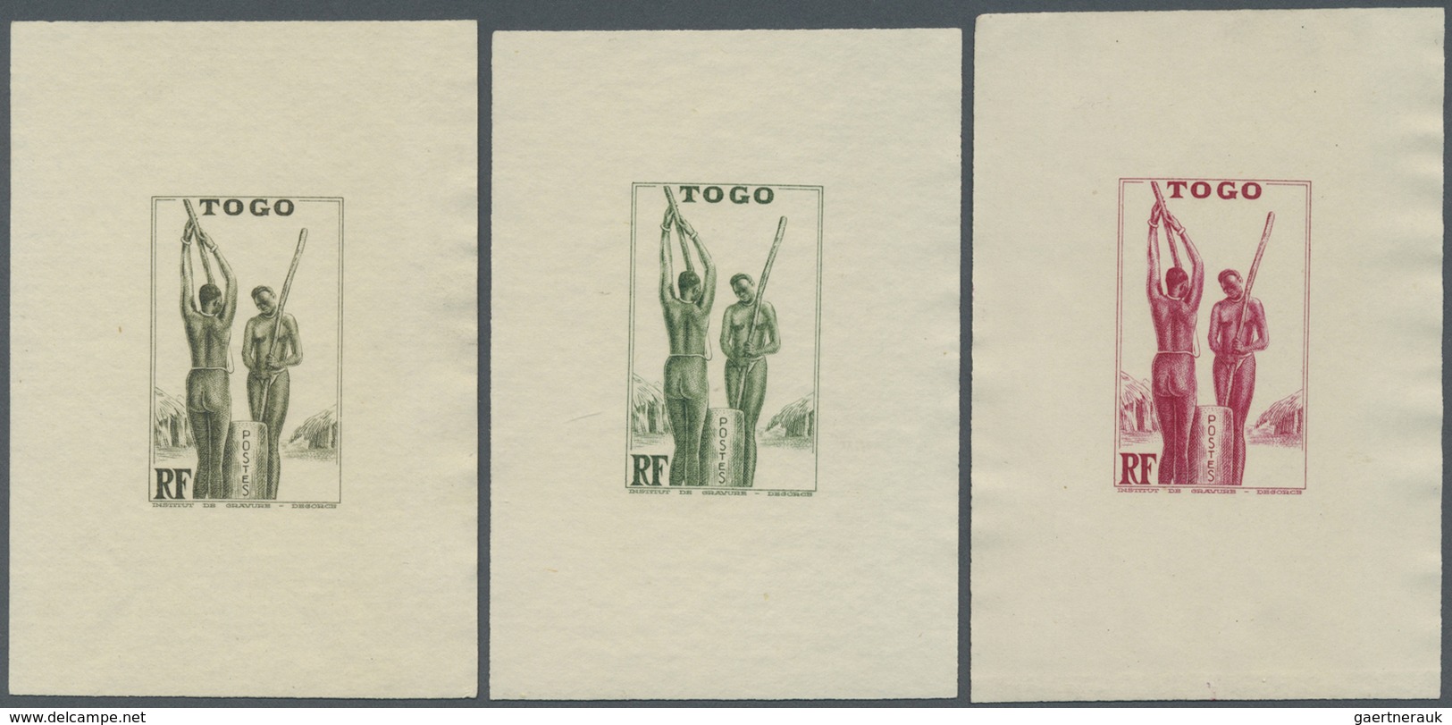 (*) Togo: 1942/1944, Definitives "Views Of Togo", Design "Togolese At Millet Processing", Group Of Seven - Togo (1960-...)