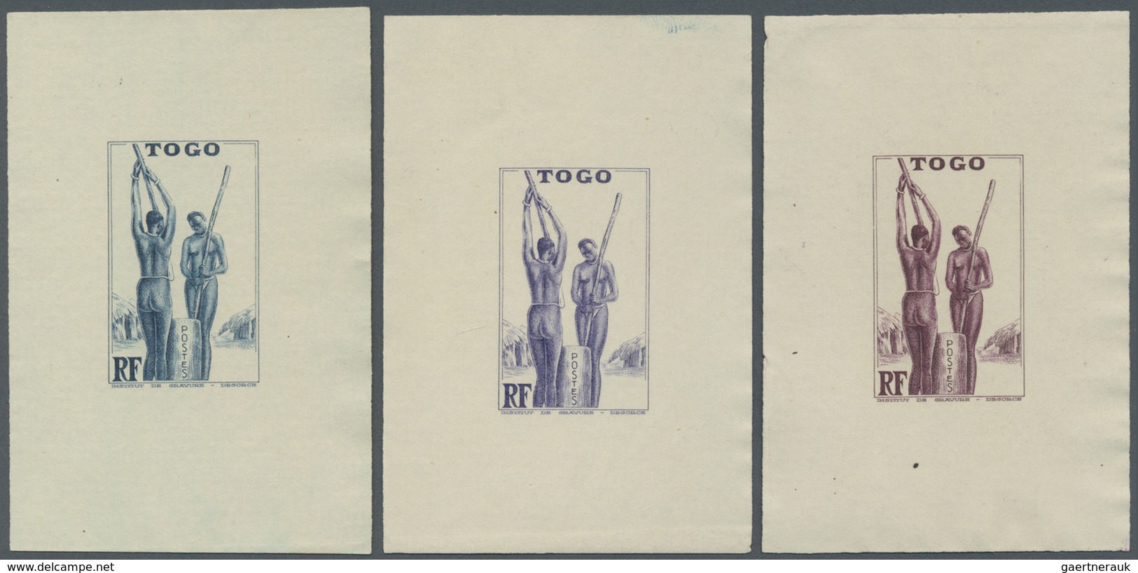 (*) Togo: 1942/1944, Definitives "Views Of Togo", Design "Togolese At Millet Processing", Group Of Seven - Togo (1960-...)