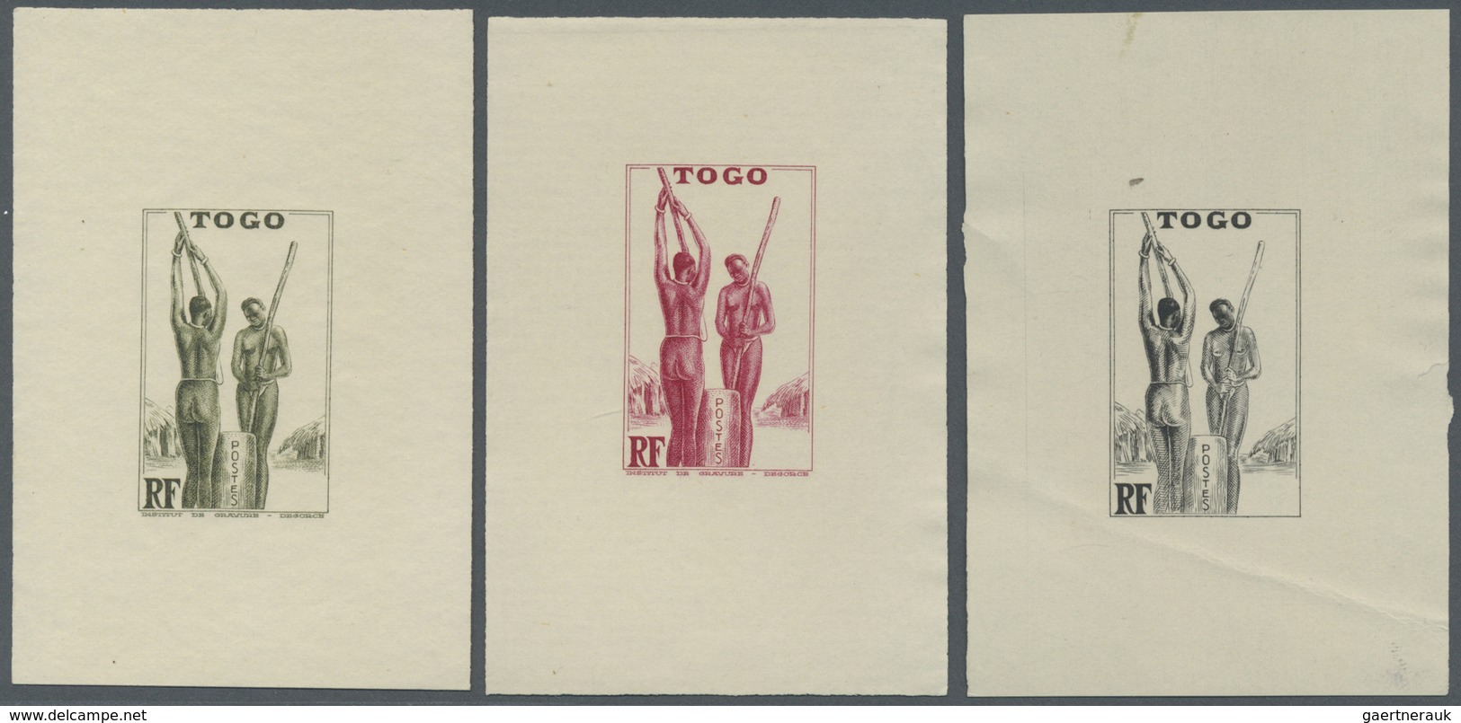 (*) Togo: 1942/1944, Definitives "Views Of Togo", Design "Togolese At Millet Processing", Group Of Seven - Togo (1960-...)