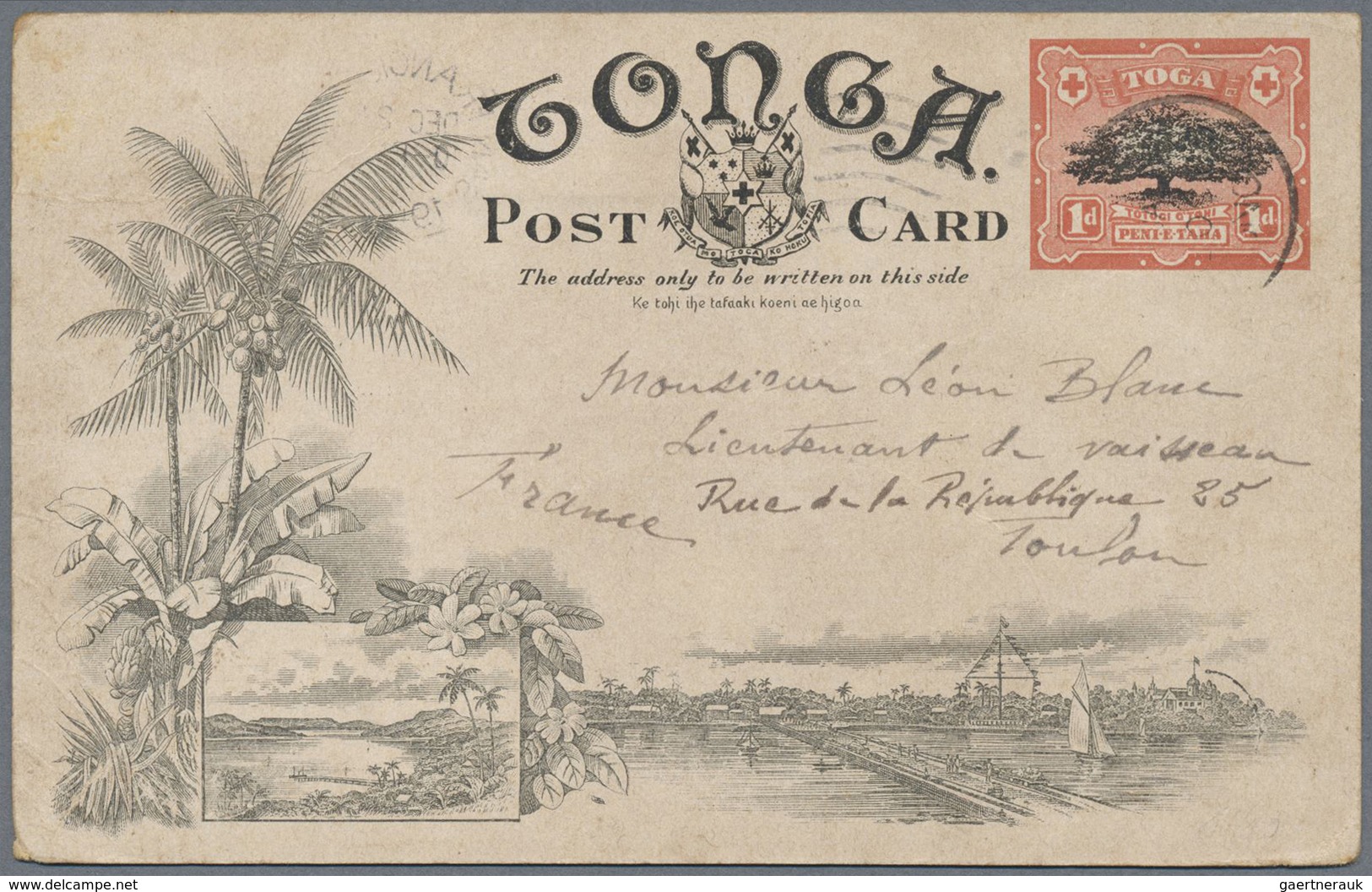 GA Tonga: 1910, Four 1 D Stationery Cards With Coloured Pictures On Backside All Sent From NUKUALOFA To - Tonga (...-1970)