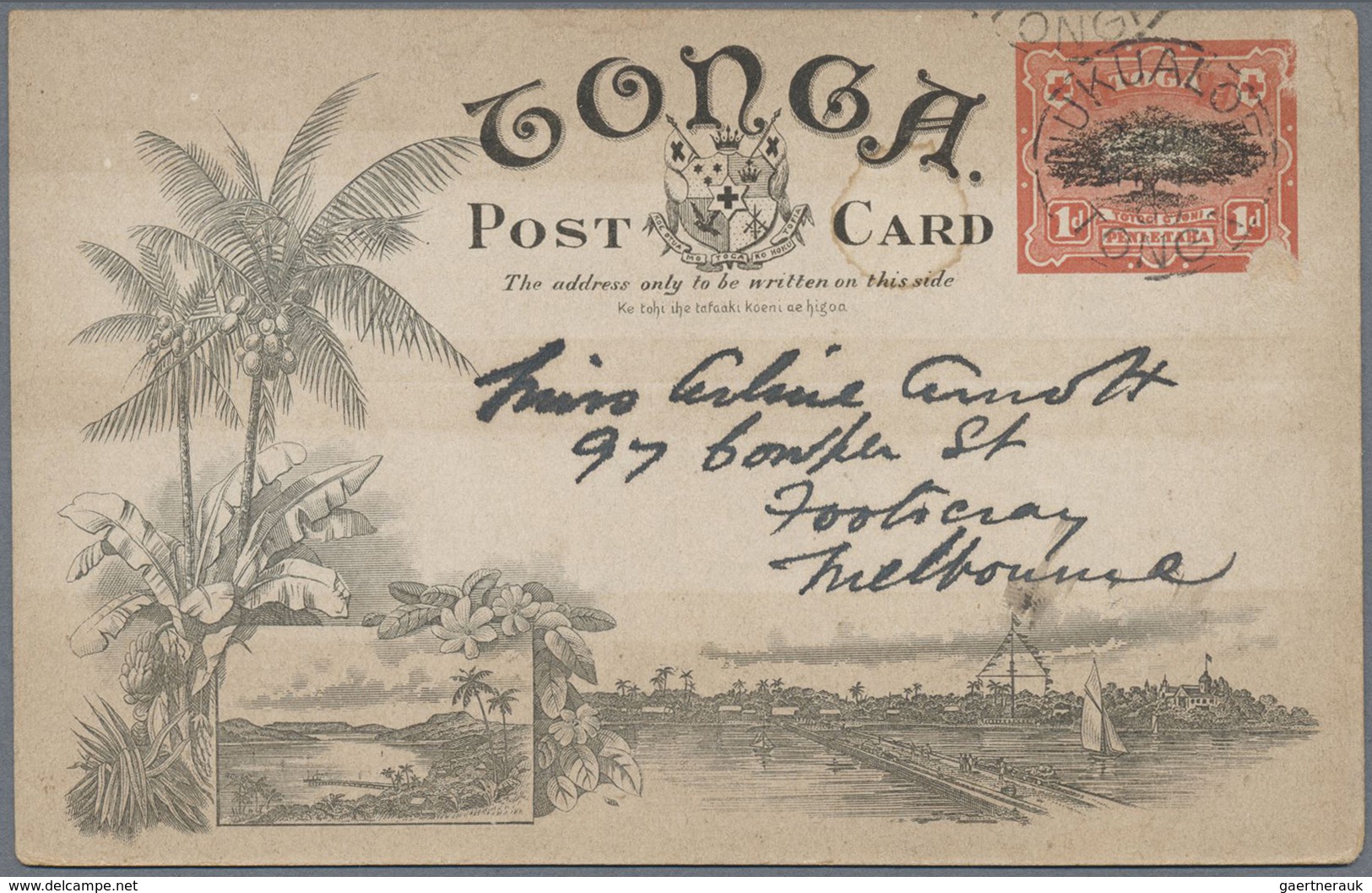 GA Tonga: 1910, four 1 d stationery cards with coloured pictures on backside all sent from NUKUALOFA to