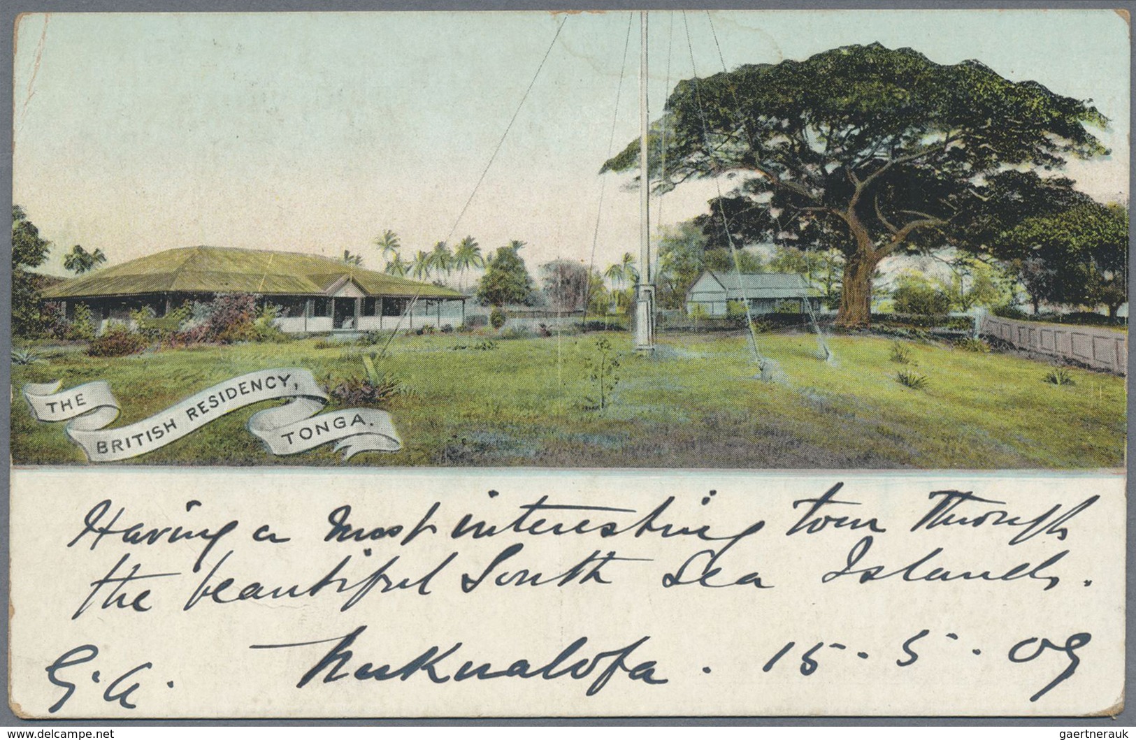 GA Tonga: 1910, four 1 d stationery cards with coloured pictures on backside all sent from NUKUALOFA to