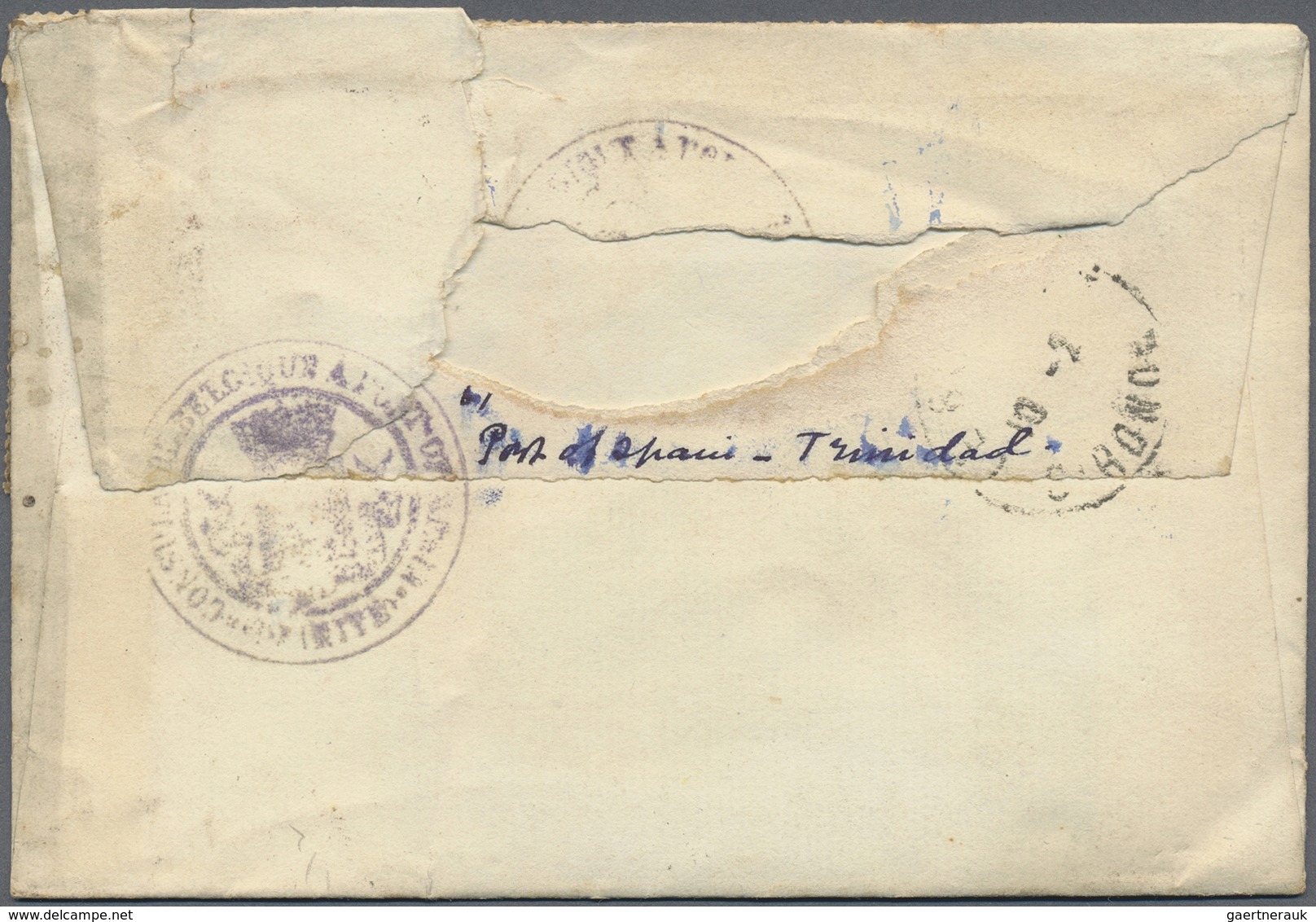 Br Trinidad Und Tobago: 1937. Envelope (parts Of Flap Missing) Written From The Belgian Consulate, Port - Trinidad & Tobago (1962-...)