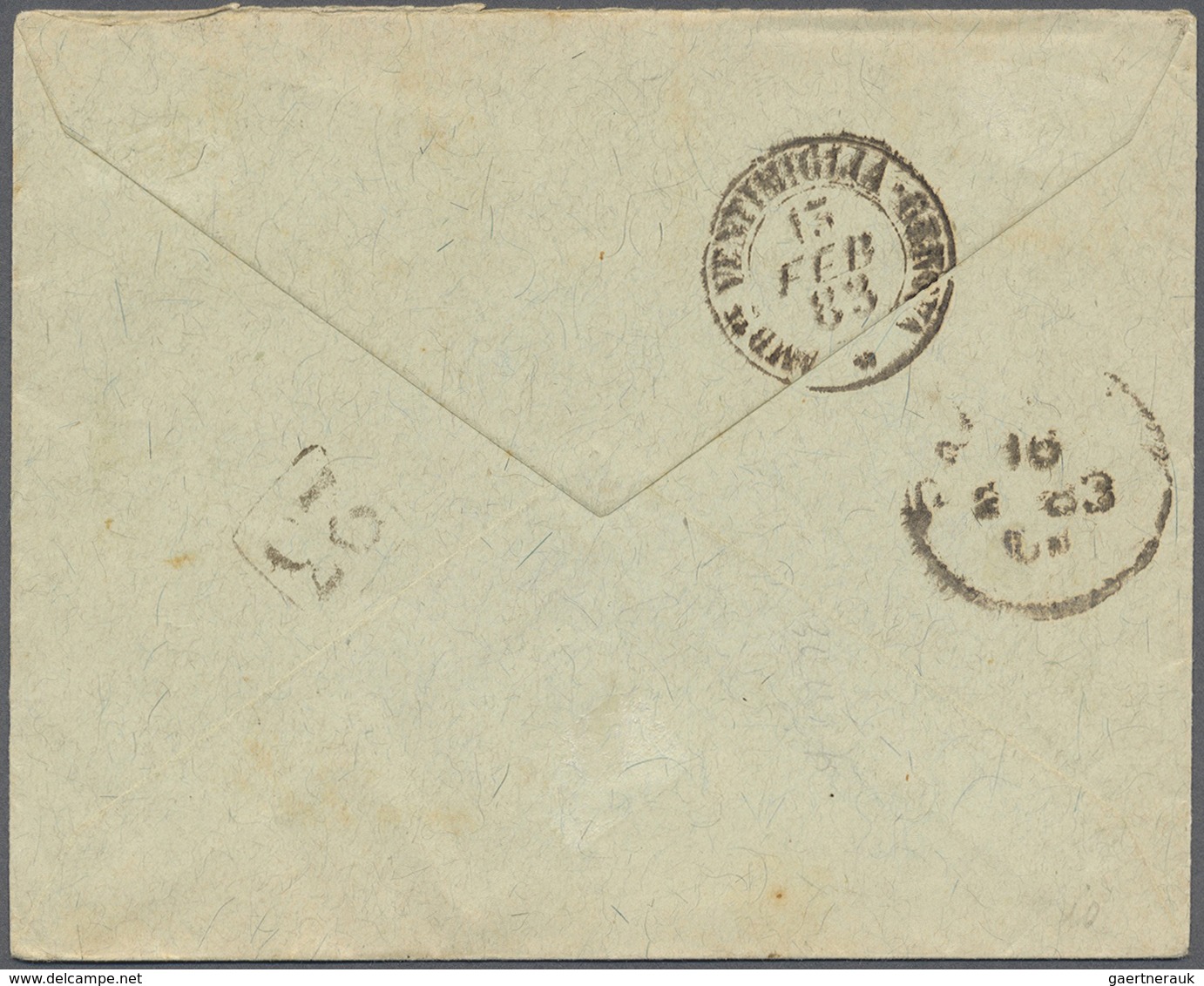 Br Tunesien: 1883. Envelope Addressed To Italy Bearing France 'Type Sage' Yvert 92, 25c Yellow Tied By - Tunisie (1956-...)